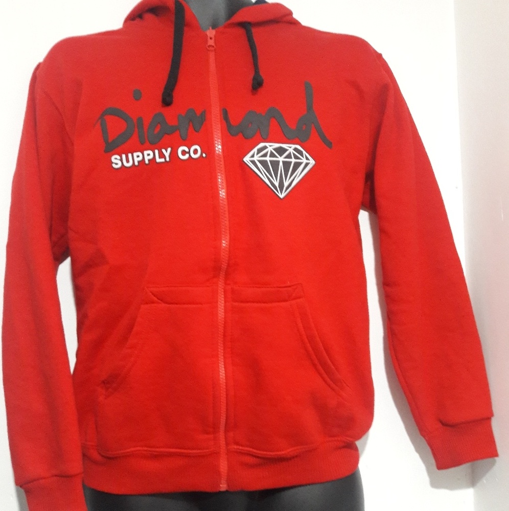 DIAMOND SUPPLY CO Red Zip Up Hoodie